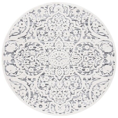 Safavieh 8 x 8 ft. Cabana 656A Power Loomed Round Area Rug; Ivory & Grey CBN656A-8R